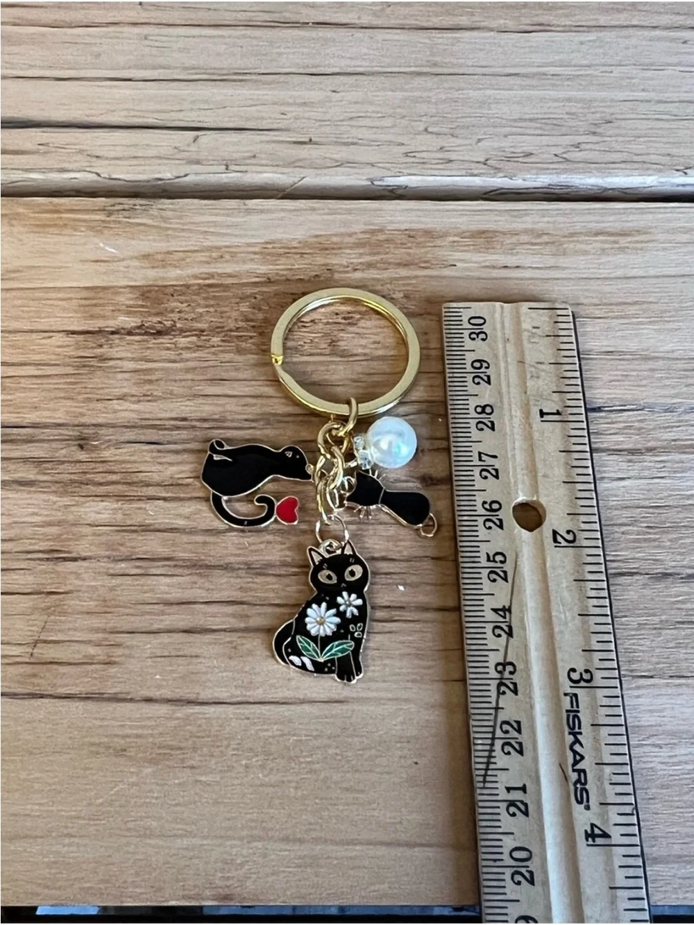 Bag Charm/Keyring-Black Enamel Kitty Charm-Gold Hardware-NWOT